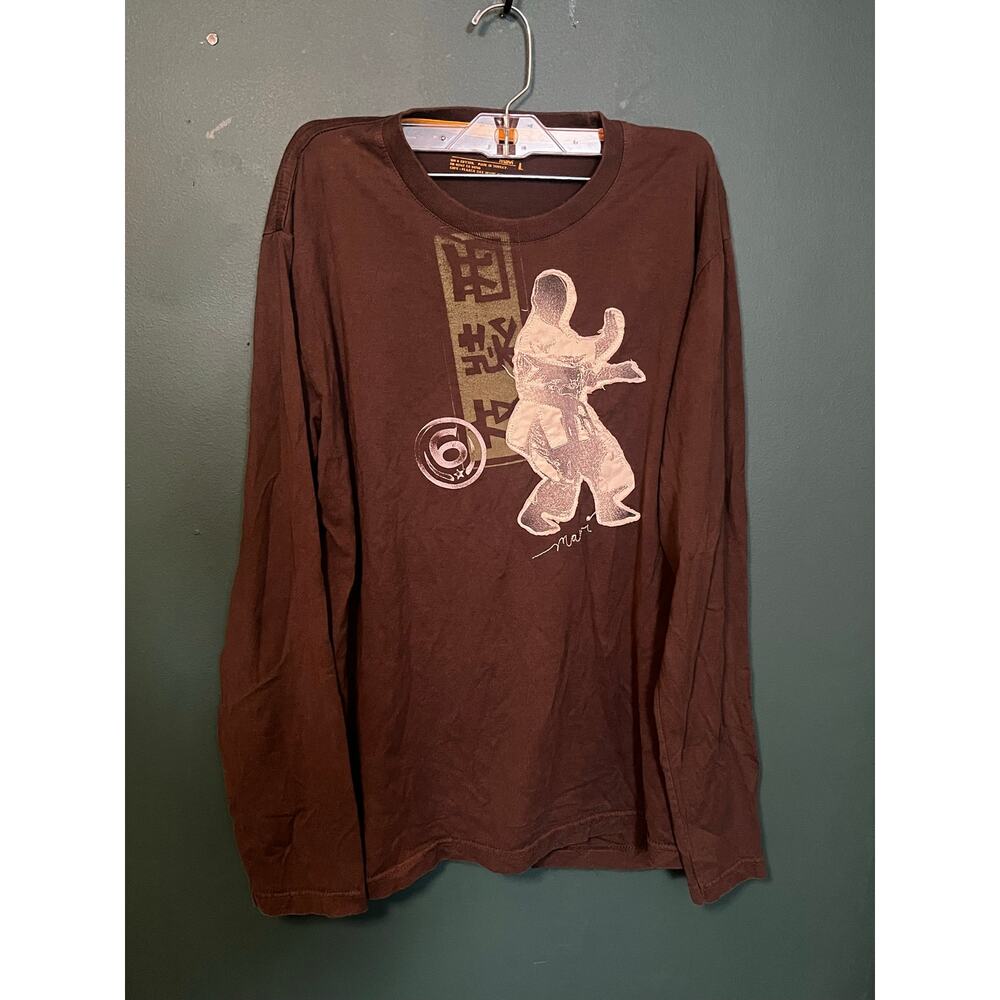 Mavi Mens Large Brown Long Sleeve Shirt Martial Arts Graphic Made in Turkey
